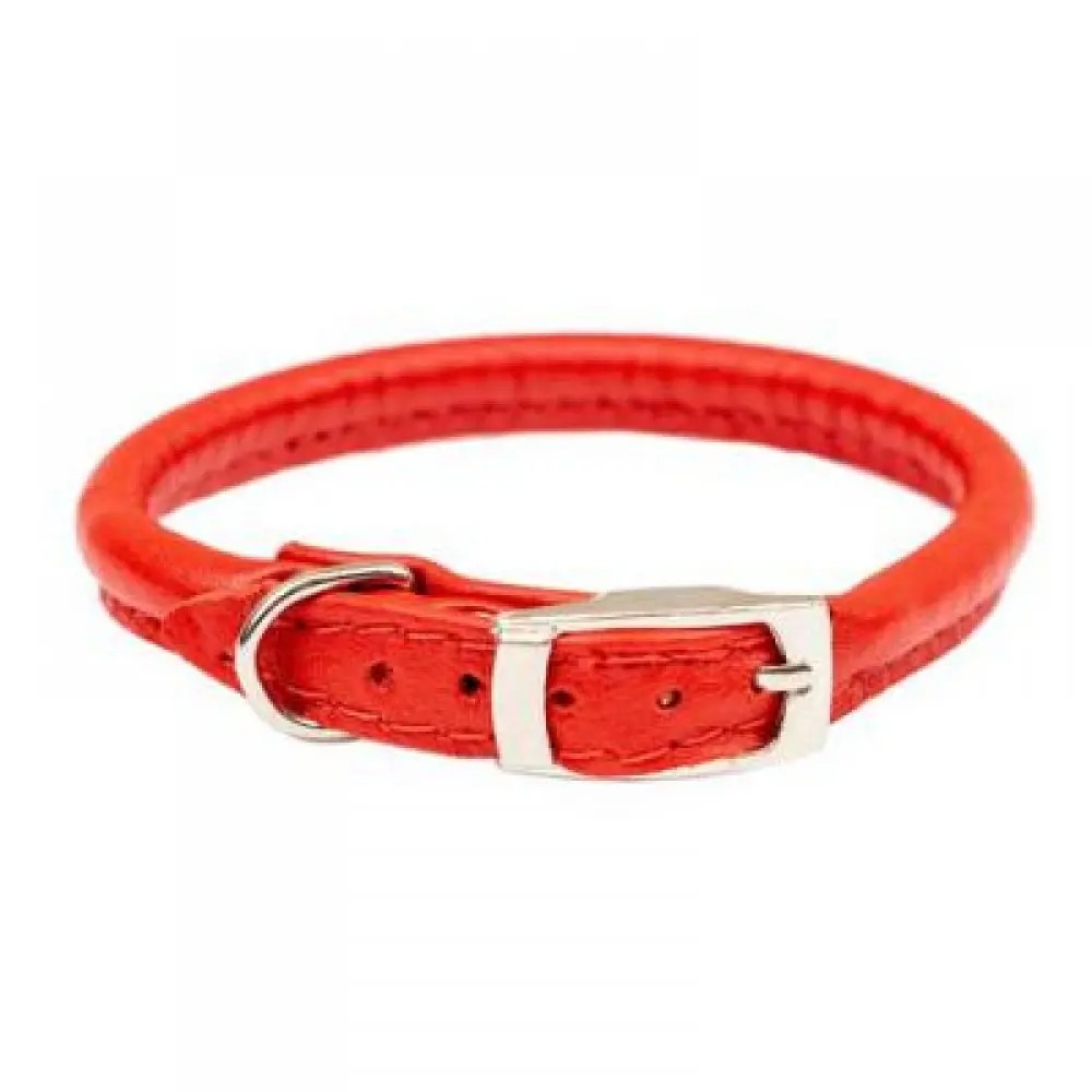 ZooM Cord Дарэлл Ошейник кожаный, круглый, красный, 5мм*22-26см