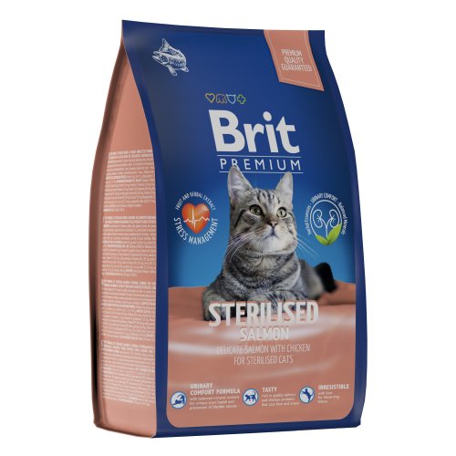 Brit Брит Premium Cat Sterilised Salmon & Chicken Сухой корм для стерилизованных кошек, с лососем и курицей 0,4кг 5049356