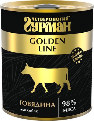 Консервы для собак "Четвероногий гурман" Golden line с говядиной в желе, 340 г