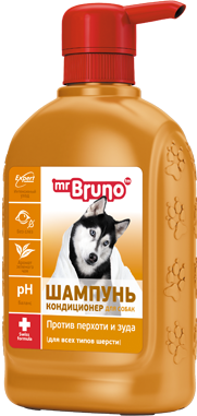 Шампунь-кондиционер Mr.Bruno от перхоти и зуда для собак, 350 мл 4606982004478
