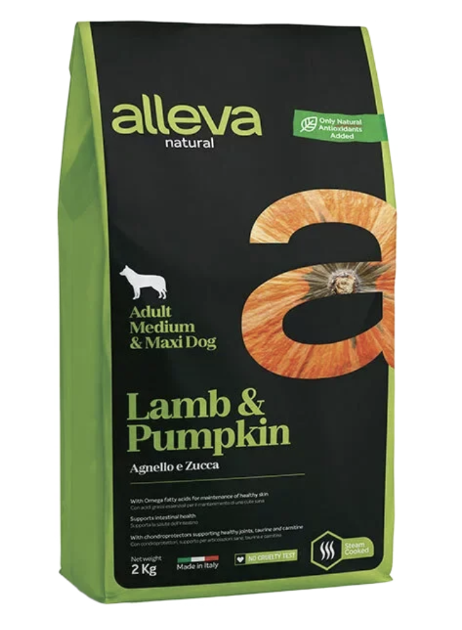 Alleva Корм для взрослых собак Аллева Натурал с ягненком и тыквой. Медиум Макси 12 кг 8002754002189