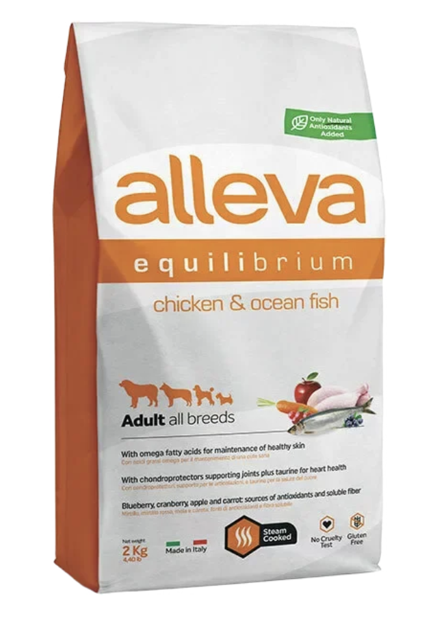Alleva Корм для взрослых собак всех пород Аллева Эквилибриум Мэйтенанс с курицей и океанической рыбой 12 кг P6003 8002754003049