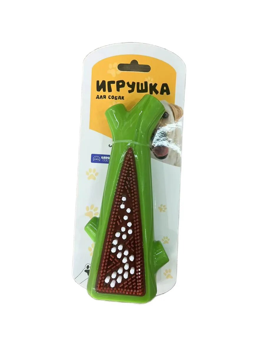 Леду Тойс игрушка резиновая для собак ветка с щеткой и пищалкой