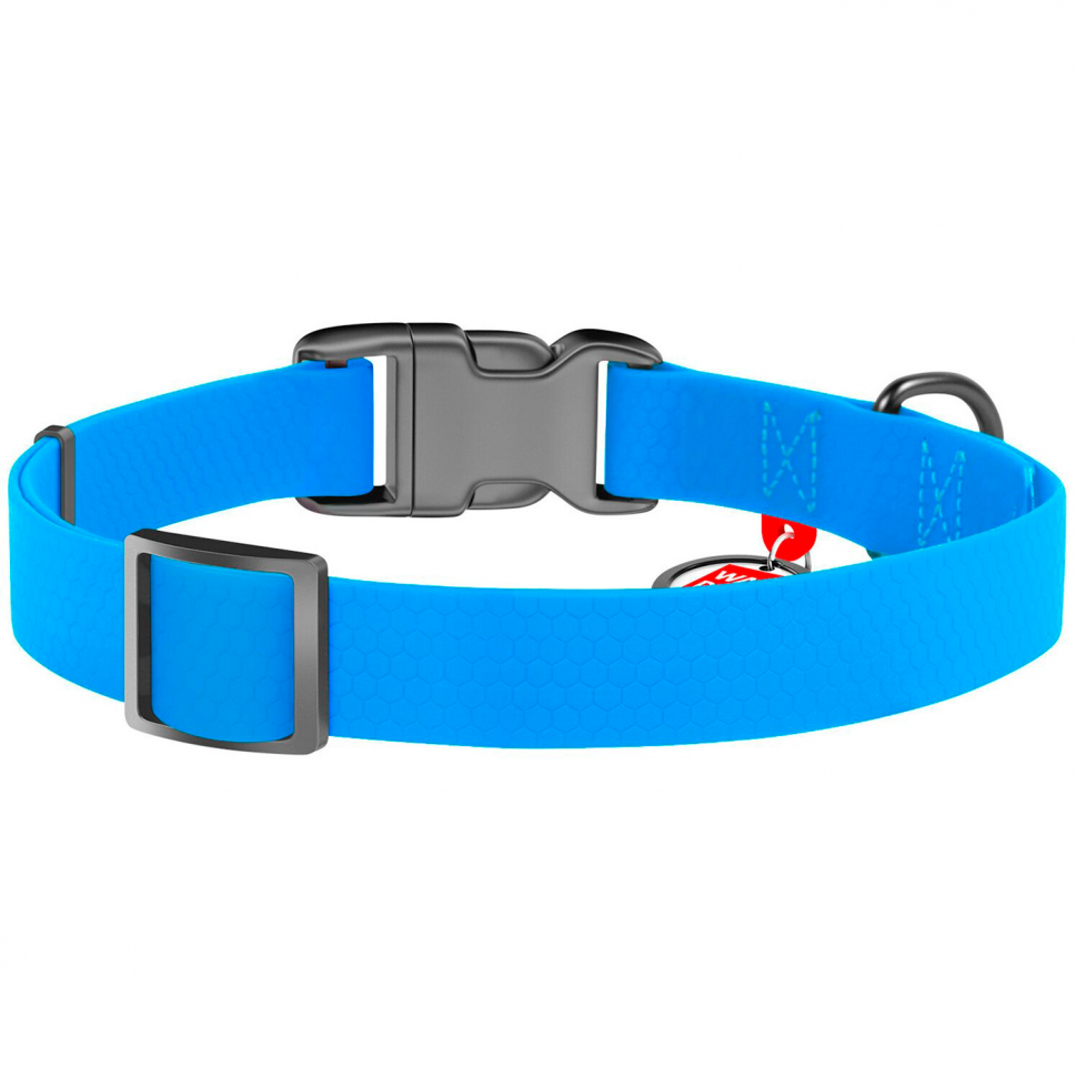 Ошейник для собак WAUDOG Waterproof, с QR-паспортом, водостойкий, пластиковый замок (XS, ширина 15мм, длина 23-35см, голубой)