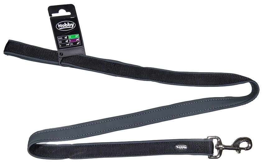 NOBBY Поводок-ремень для собак нейлоновый, черный,  24мм х 75-100см