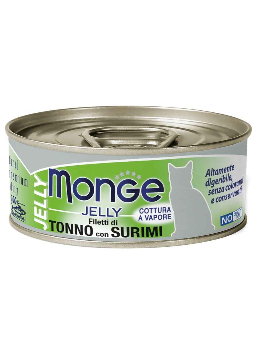 Monge Консервы для кошек с желтоперым тунцом и сурими 80 г 24шт