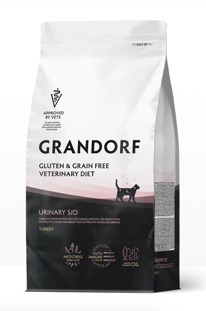 Полнорационный диетический корм для кошек при мочекаменной болезни (GRANDORF VETERINARY DIET Cat URINARY S/O) 0,4 кг
