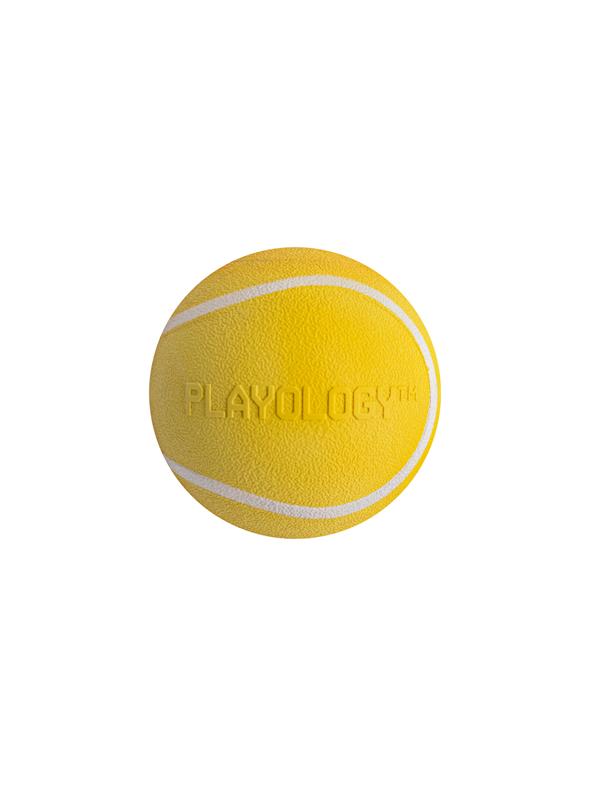 Playology жевательный мяч SQUEAKY CHEW BALL 8 см для собак средних и крупных пород с пищалкой и с ароматом курицы, цвет желтый