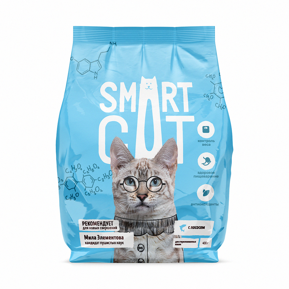Smart Cat Сухой корм для стерилизованных кошек с лососем 0,4 кг 4640201670495 4673725854911