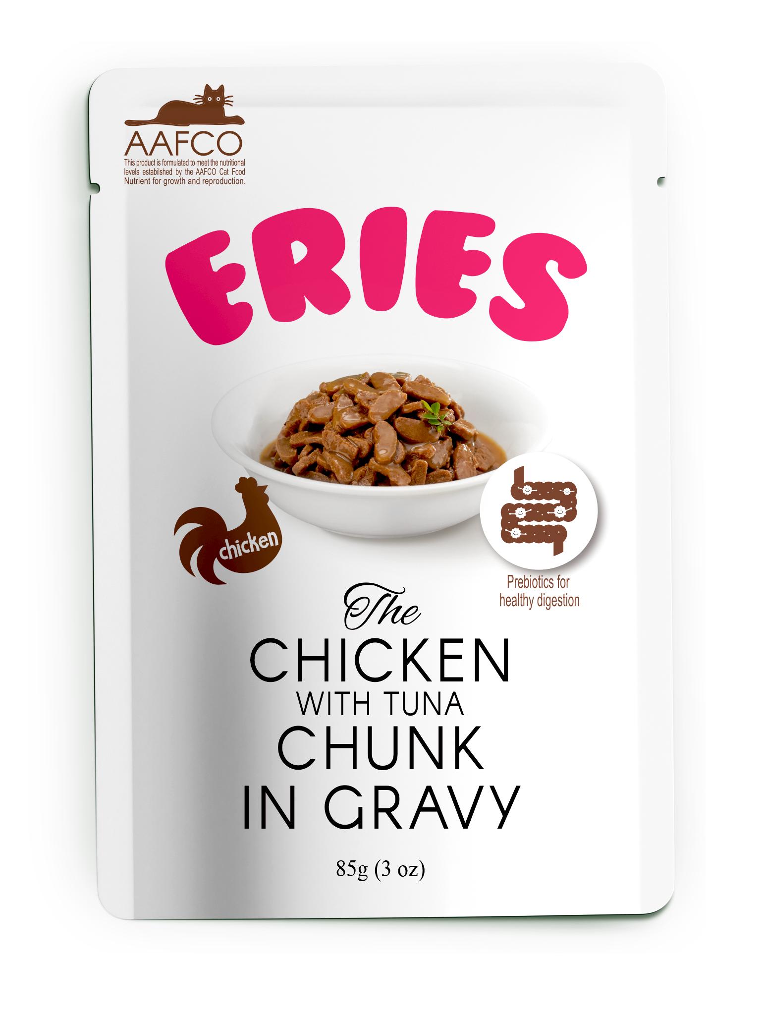 Петтрик Паучи Pettric ERIES - Курица с мясом тунца кусочки в соусе/Chicken with Tuna chunk in gravy, 85 гр