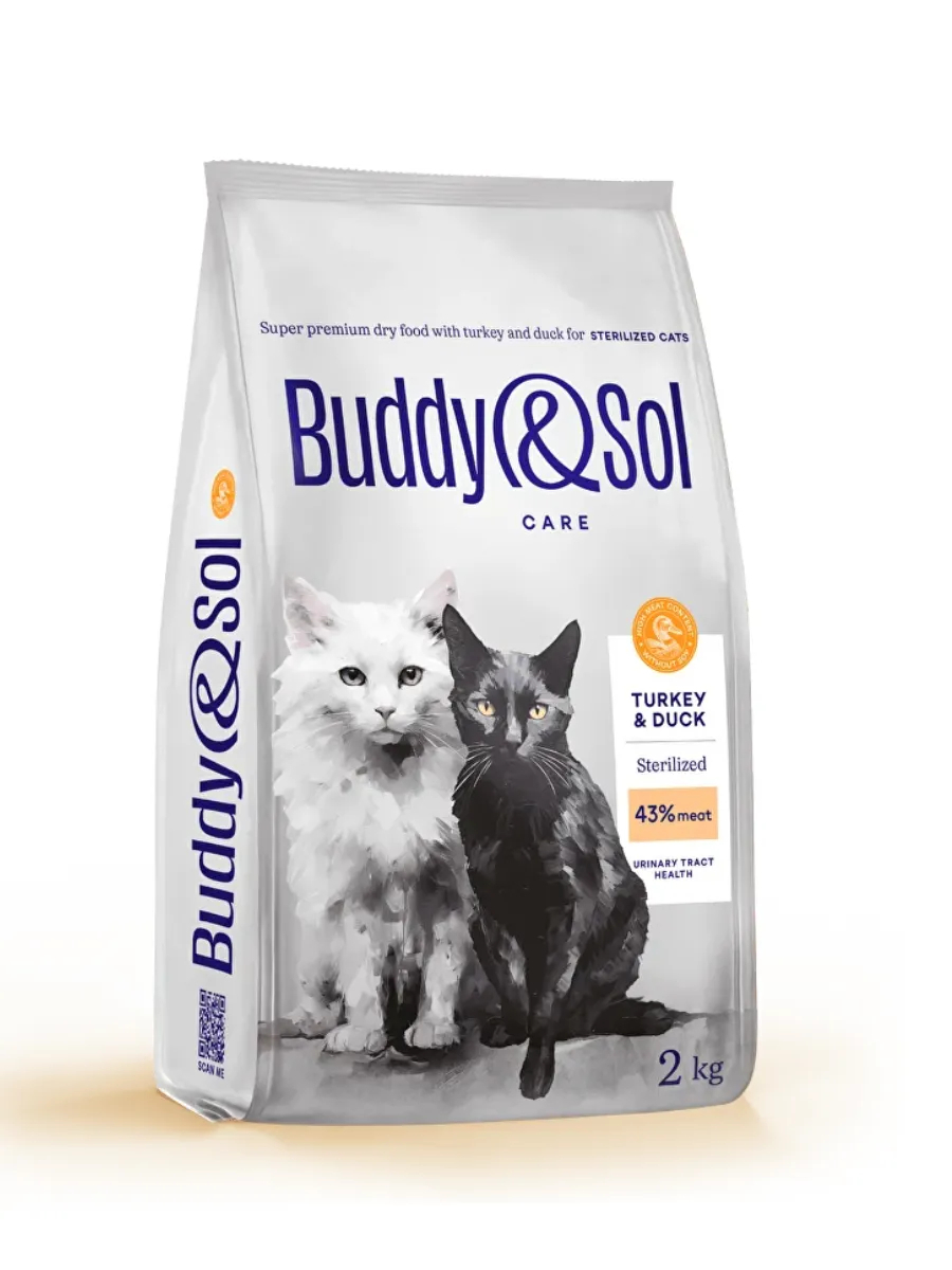 Buddy&Sol Care Сухой корм с индейкой и уткой для стерилизованных кошек 2кг