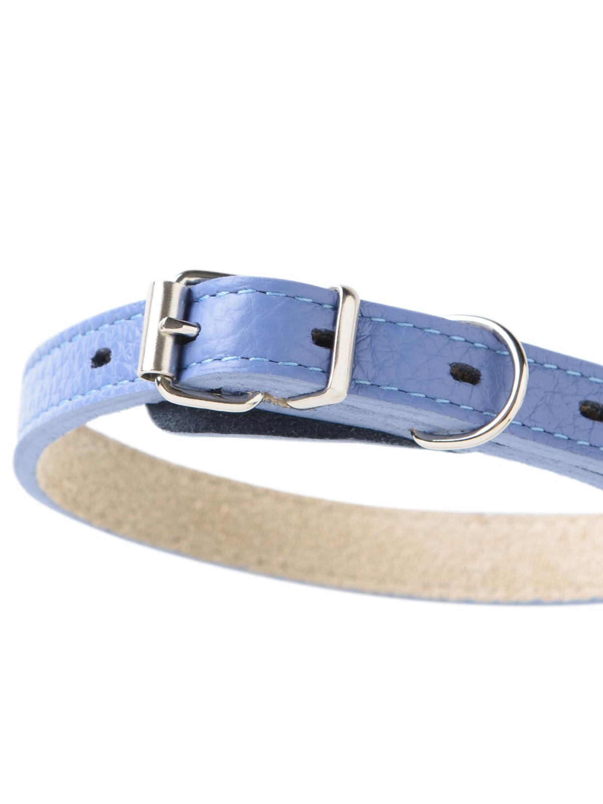 Ошейник Mr.Kranch для собак из натуральной кожи прямой, 33-40см, васильковый