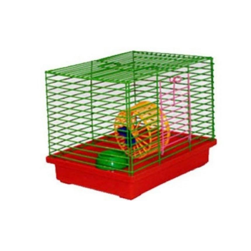 Зоомарк 511 Клетка для джунгариков малая с колесом и миской, 24х19х20
