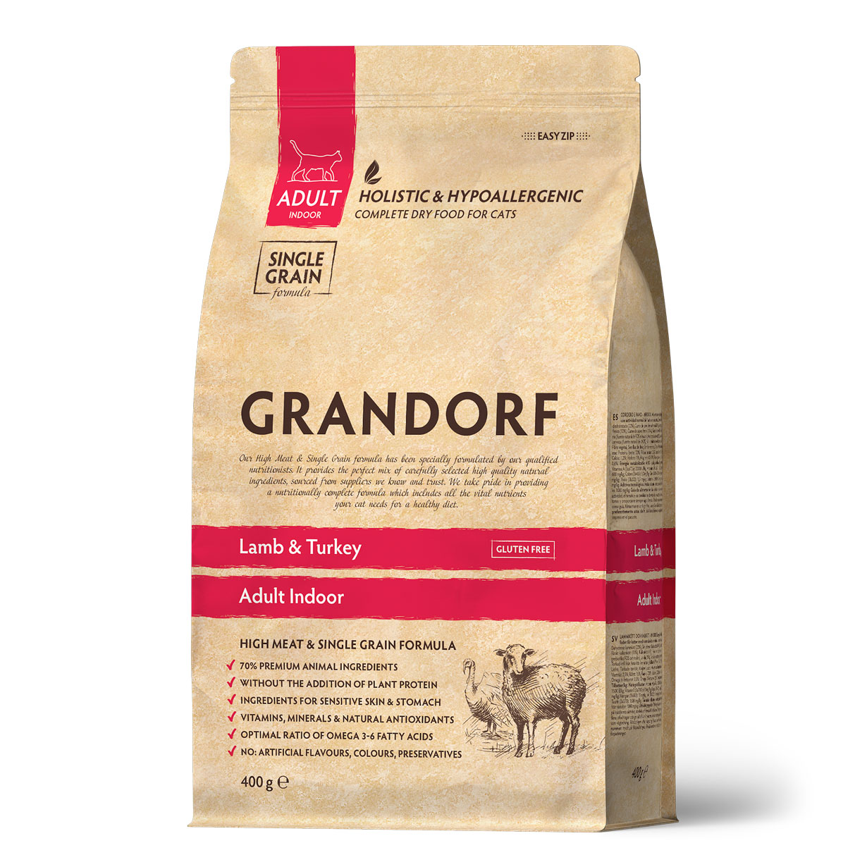 Grandorf Сухой корм для кошек с ягненком и индейкой 400 грамм 5407007851218