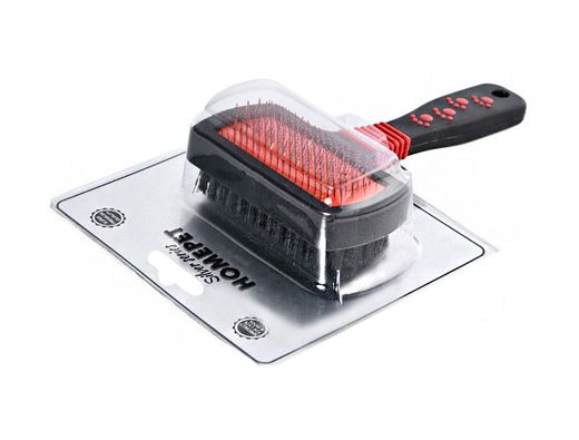 HOMEPET SILVER SERIES 17,5 см х 10,5 см щетка-пуходерка пластиковая двухсторонняя