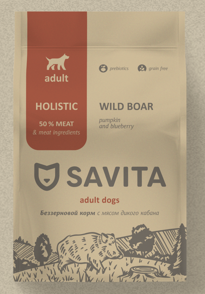 Savita Сухой корм для собак с мясом дикого кабана 4 кг 4673725855451 4640201670914