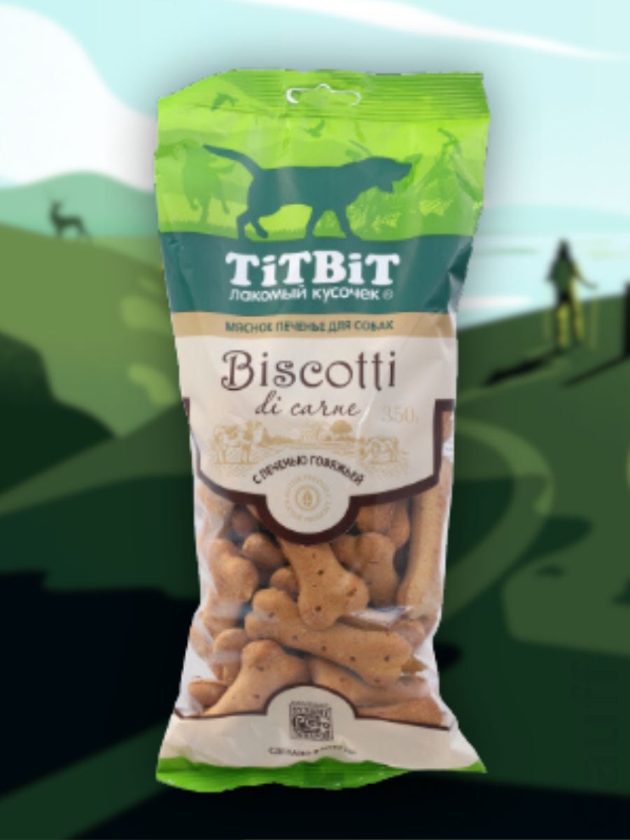 TiTBiT Лакомство Печенье с печенью говяжьей 350 гр 4640000313692