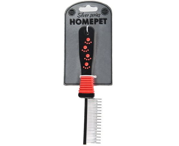 HOMEPET SILVER SERIES 21 см х 2,5 см 31 зуб расческа с переменными зубьями металлическая