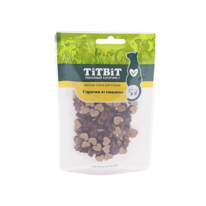 TiTBiT Лакомство Сердечки из говядины для кошек Мягкие снеки 40 гр 4690538020197