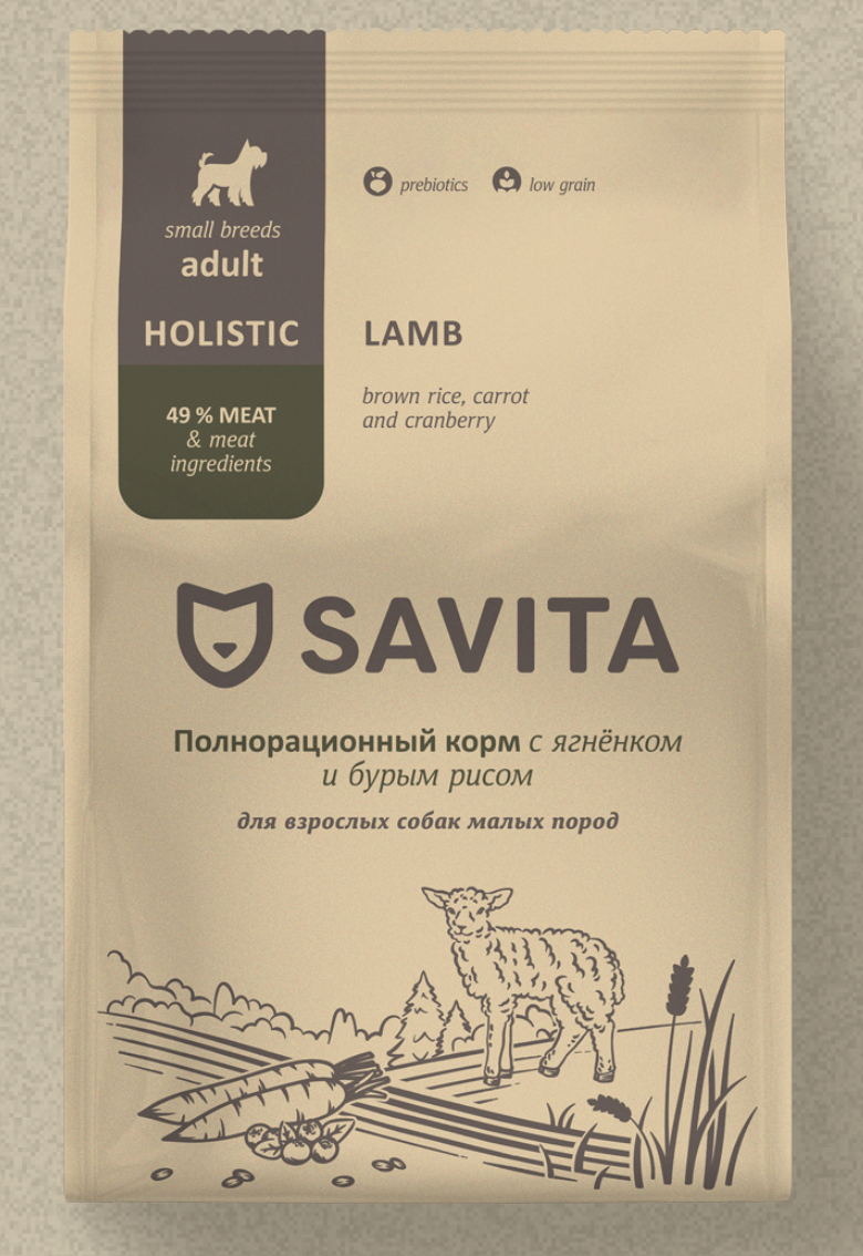 Savita Сухой корм для взрослых собак малых пород с ягненком 15 кг 4640201672543