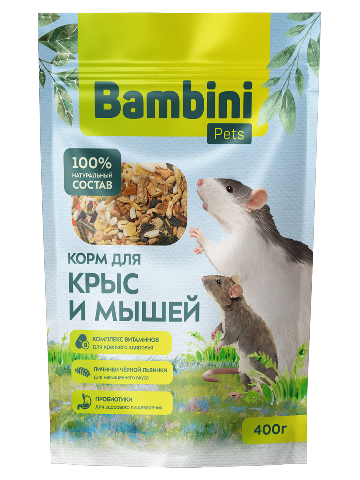 Корм Bambini Pets для крыс и мышей, 400 г