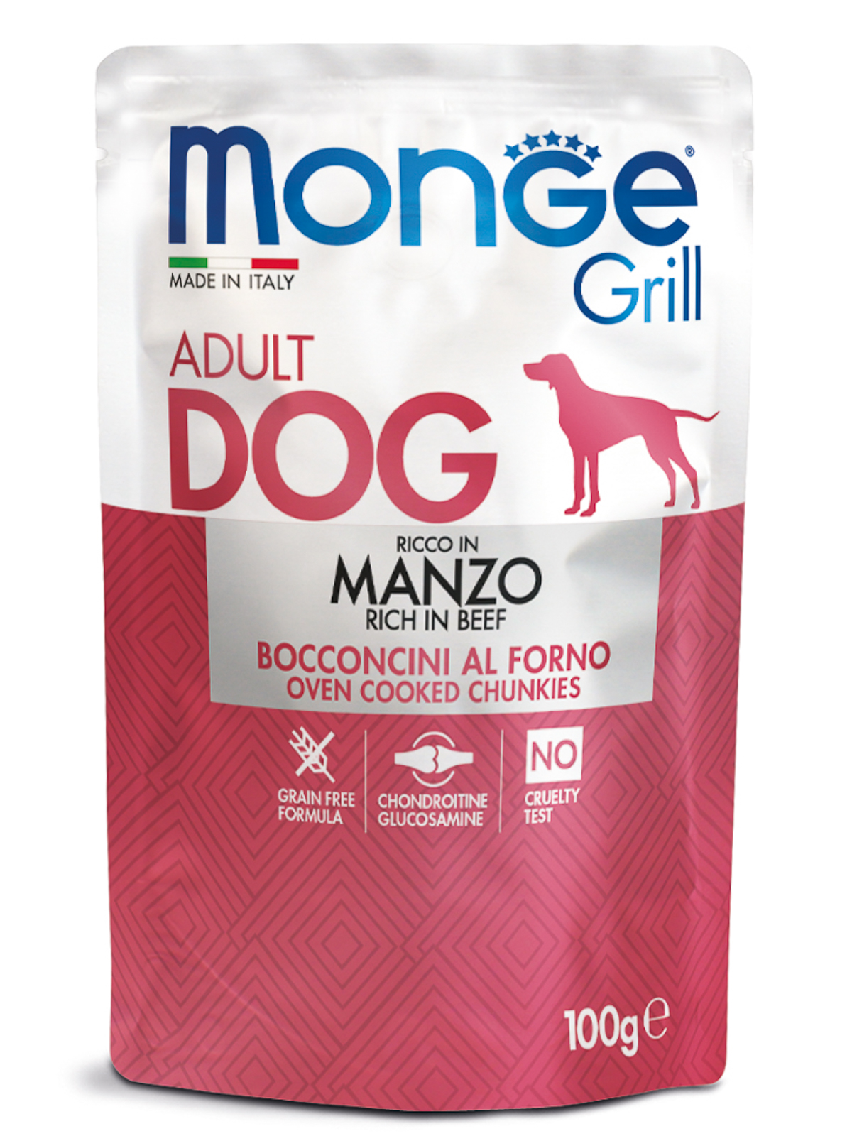 Влажный корм Monge Dog Grill для собак с говядиной, паучи 100 г
