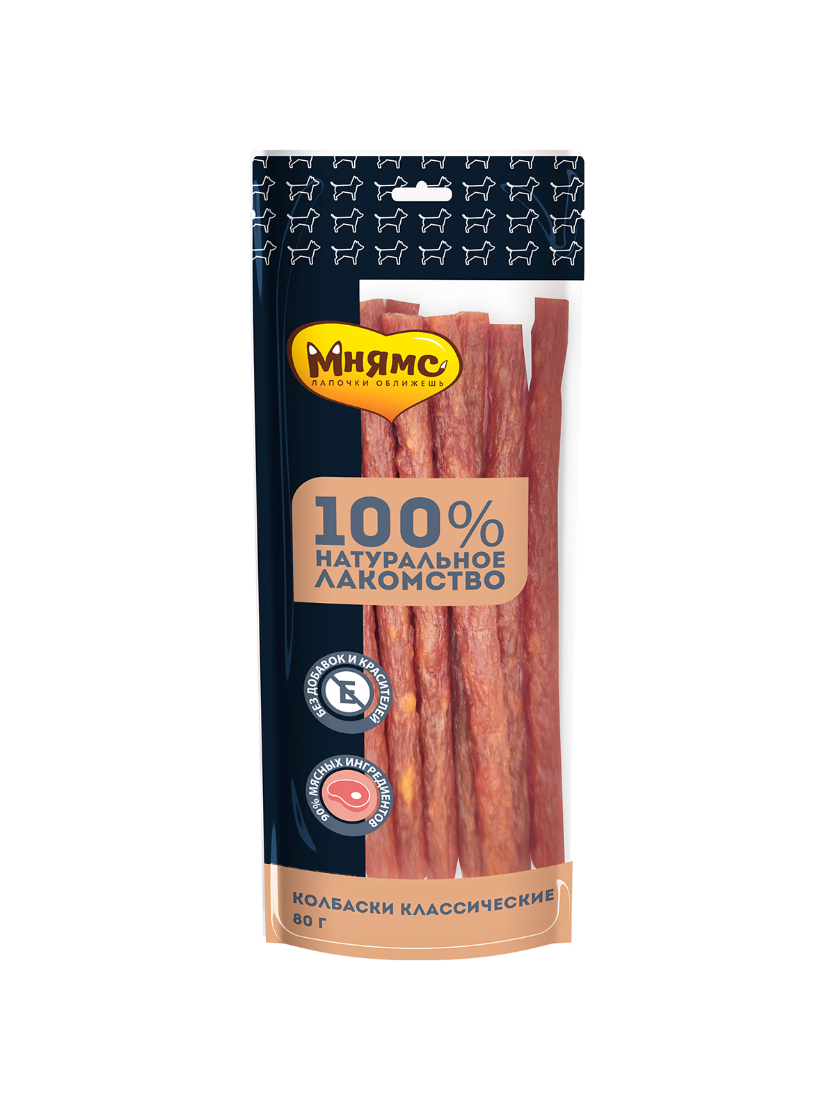 Мнямс Лакомство для собак Колбаски классические 80г