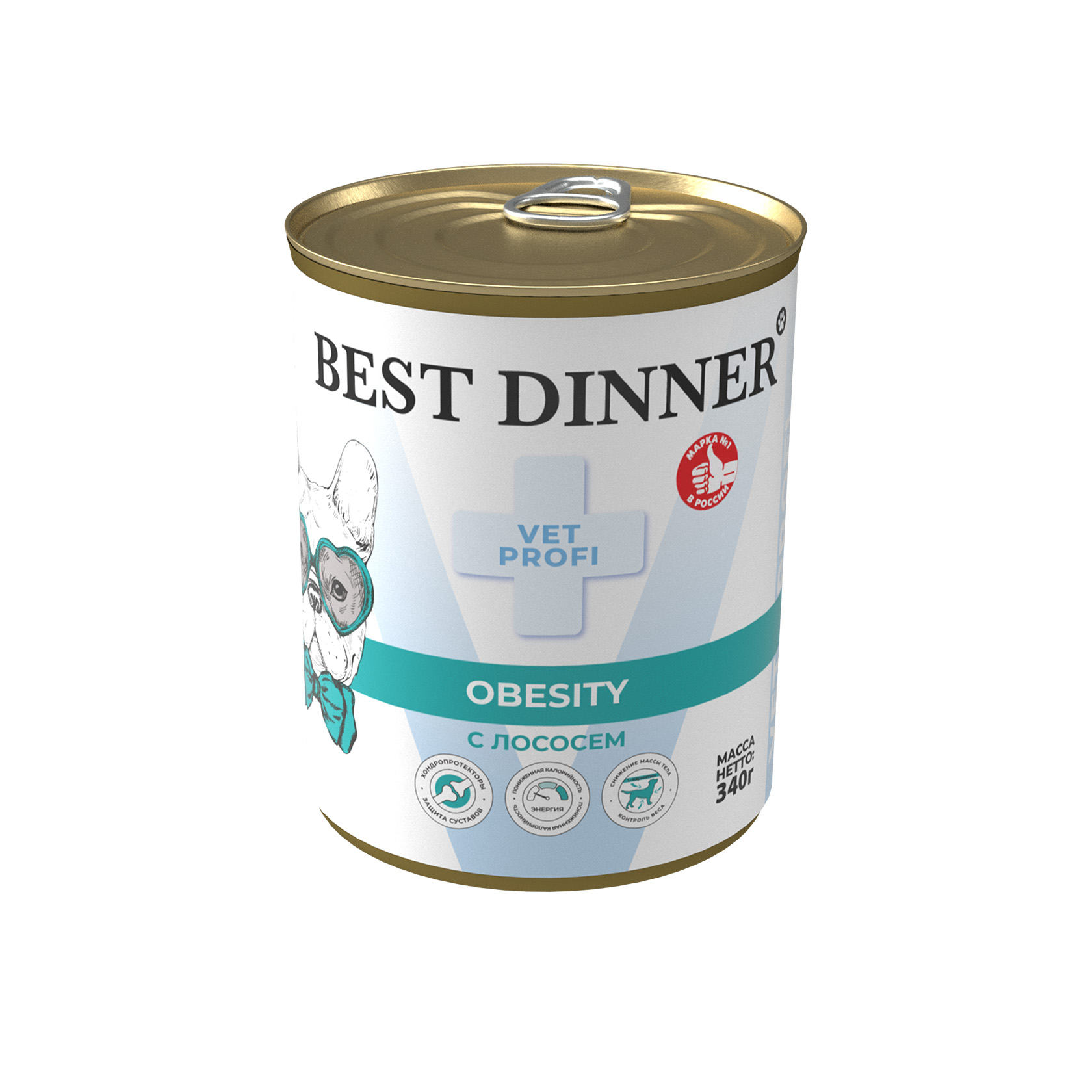 Best Dinner Вет Профи для собак - Конс BD Obesity с лососем Влаж. диет. корм для собак 340 гр