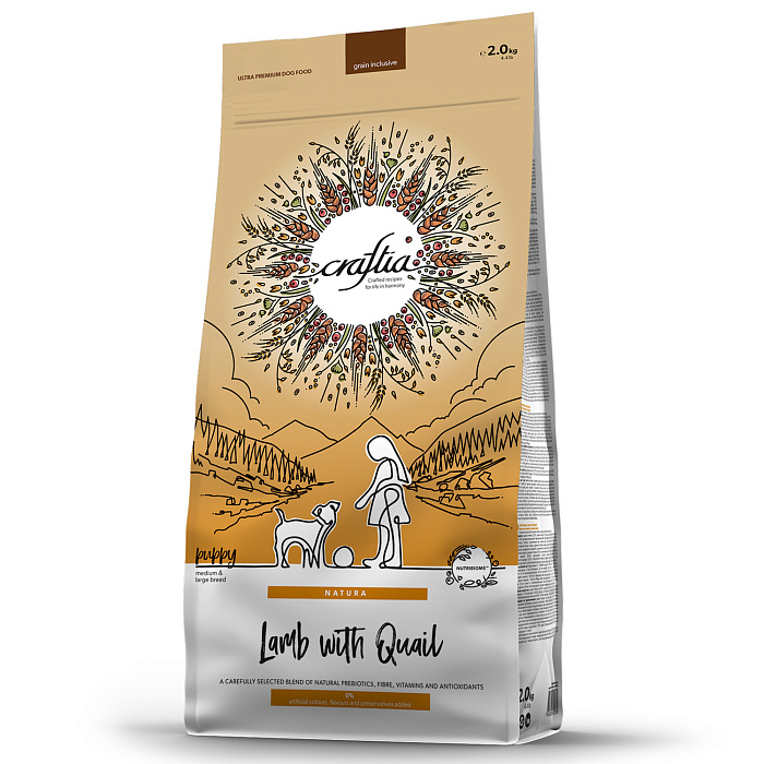 CRAFTIA Сухой корм  для щенков средних и крупных пород из ягненка с перепелкой 640 г 7640335420796