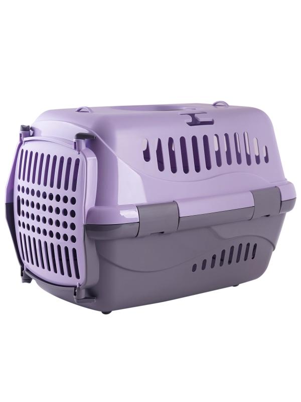 Переноска пластиковая  Турне  с пластиковой дверцей, 48х32х32 см, цвет фиолетовый