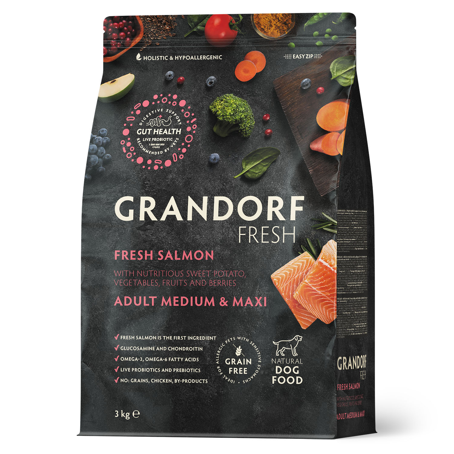 Grandorf Fresh Grandorf Сухой беззерновой корм для средних собак с лососем 3 кг 5407007852925