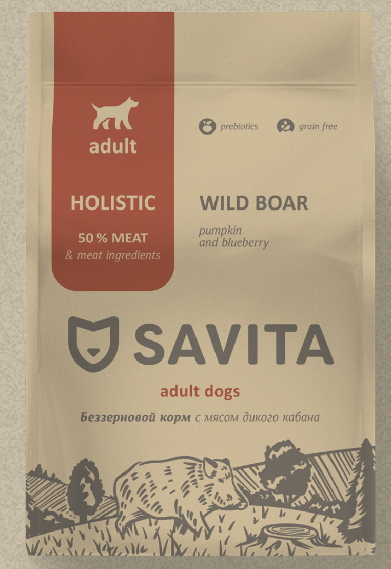 Savita Сухой корм для собак всех пород с мясом дикого кабана 18кг