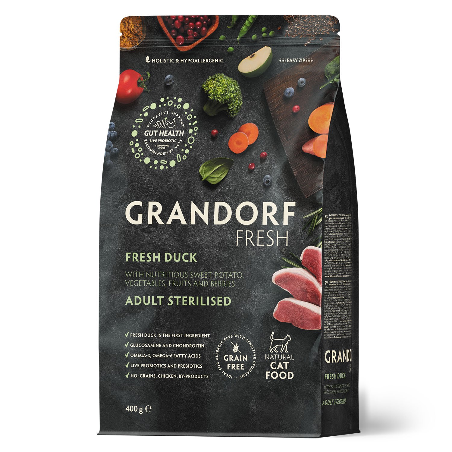 Grandorf Fresh Сухой беззерновой корм для стерилизованных кошек с уткой 400 гр 5407007852659