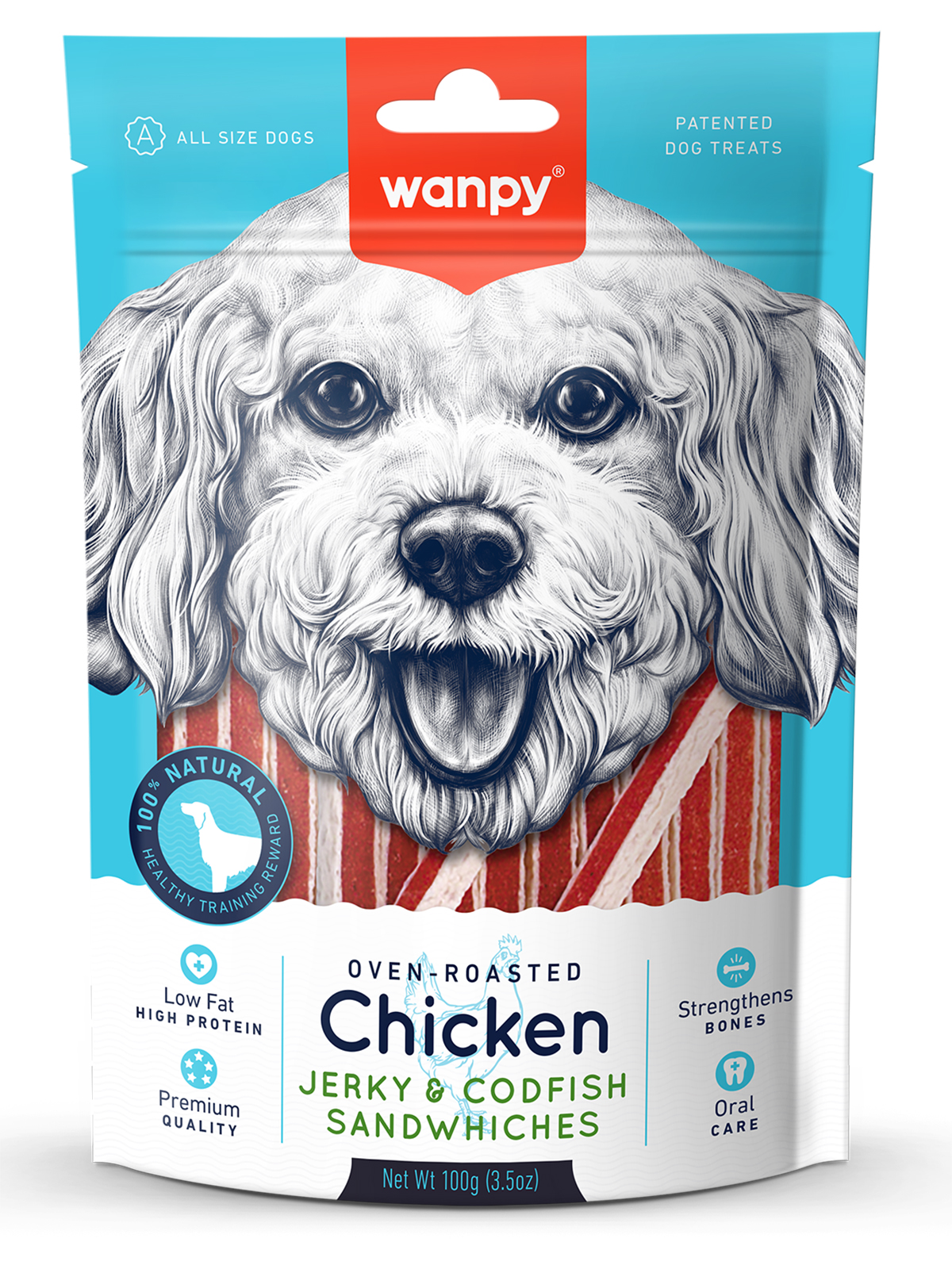Wanpy Dog курица с треской в форме сэндвича 100 г