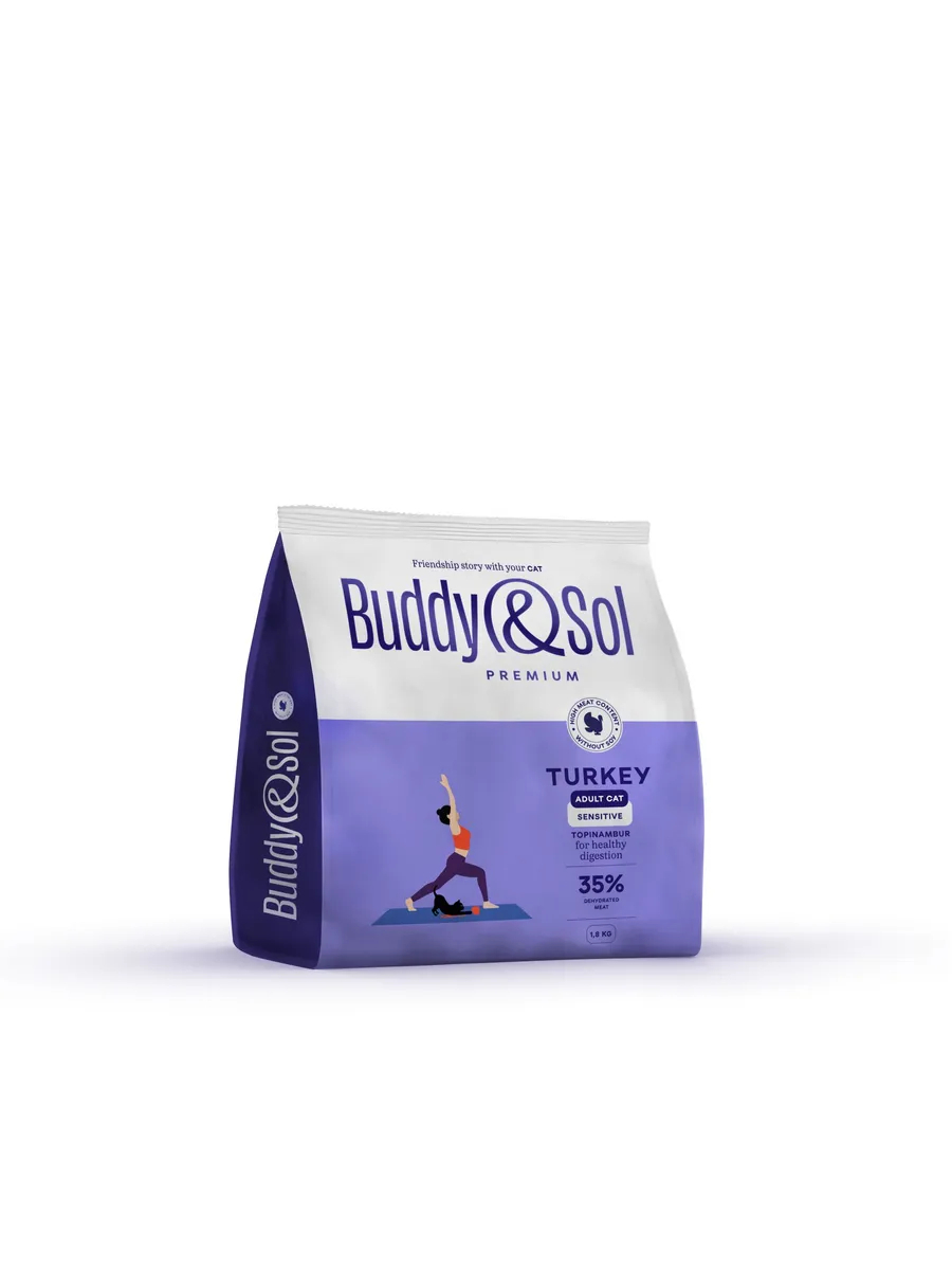 Buddy&Sol Сухой корм для кошек с чувствит. пищевар. с индейкой 1,8кг