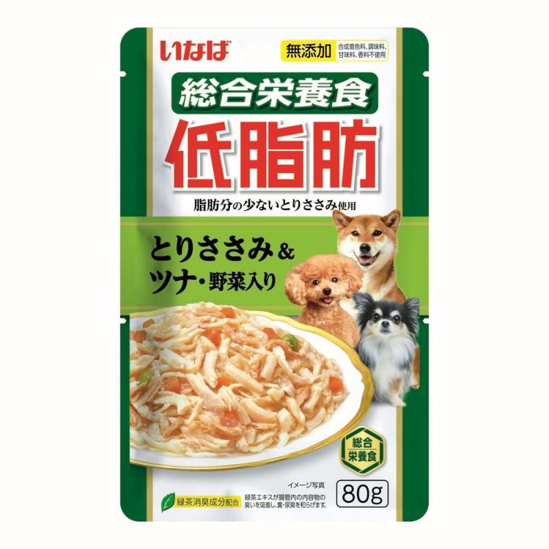Inaba Влажный корм INABA Teishibo для собак Куриное филе и тунец Кацуо с овощами в желе, пауч, 80 г