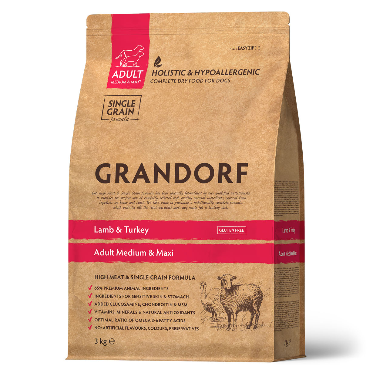 Grandorf Сухой корм для средних собак с ягнёнком и индейкой 3 кг 5407007850969