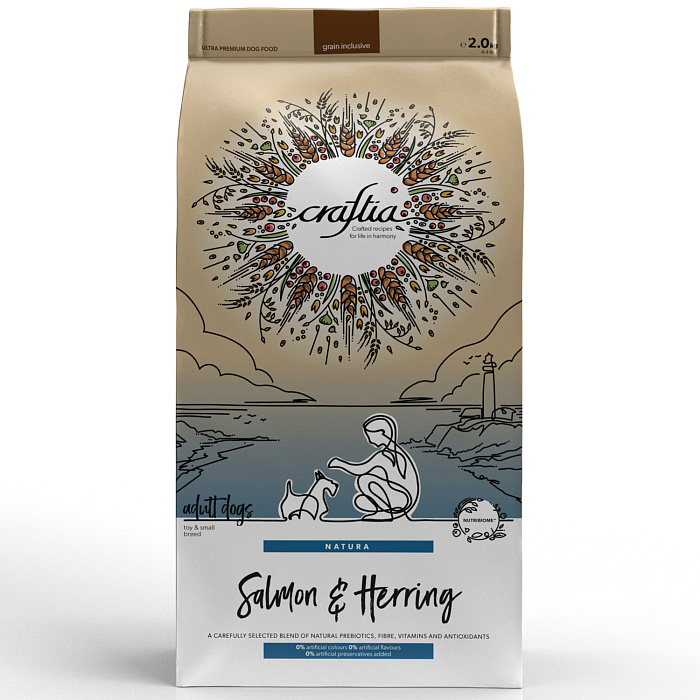 CRAFTIA Сухой корм для мелких собак из лосося с сельдью 2 кг