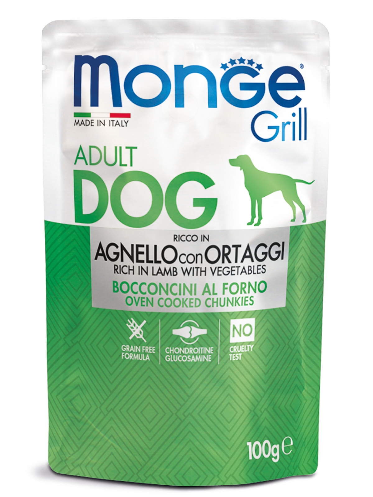 Влажный корм Monge Dog Grill для собак с ягненок и овощами, паучи 100 г
