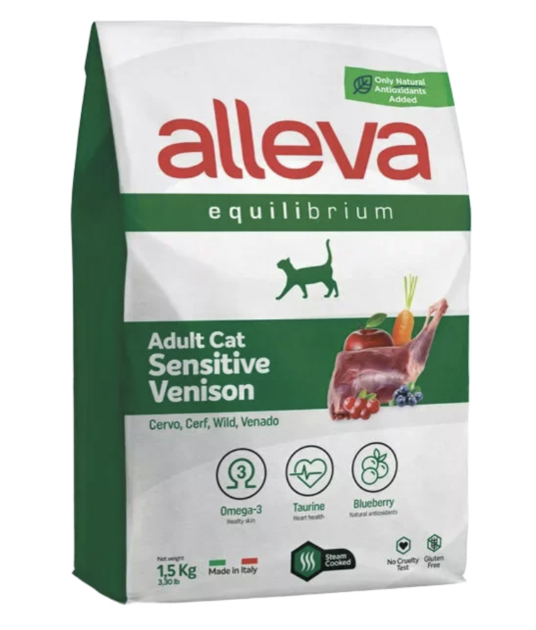 Alleva Сухой низкозерновой корм Sensitive для кошек оленина 1,5 кг 8002754101127