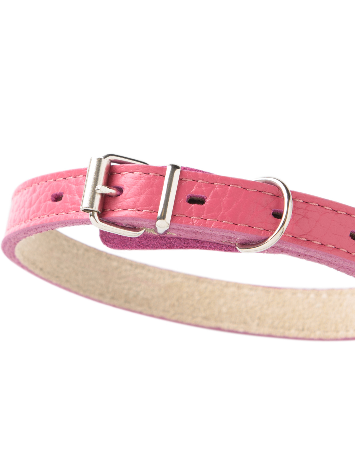 Ошейник Mr.Kranch для собак из натуральной кожи прямой, 24-30см, розовый