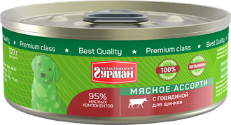 Четвероногий гурман Мясное ассорти консервы для щенков с говядиной 100 г