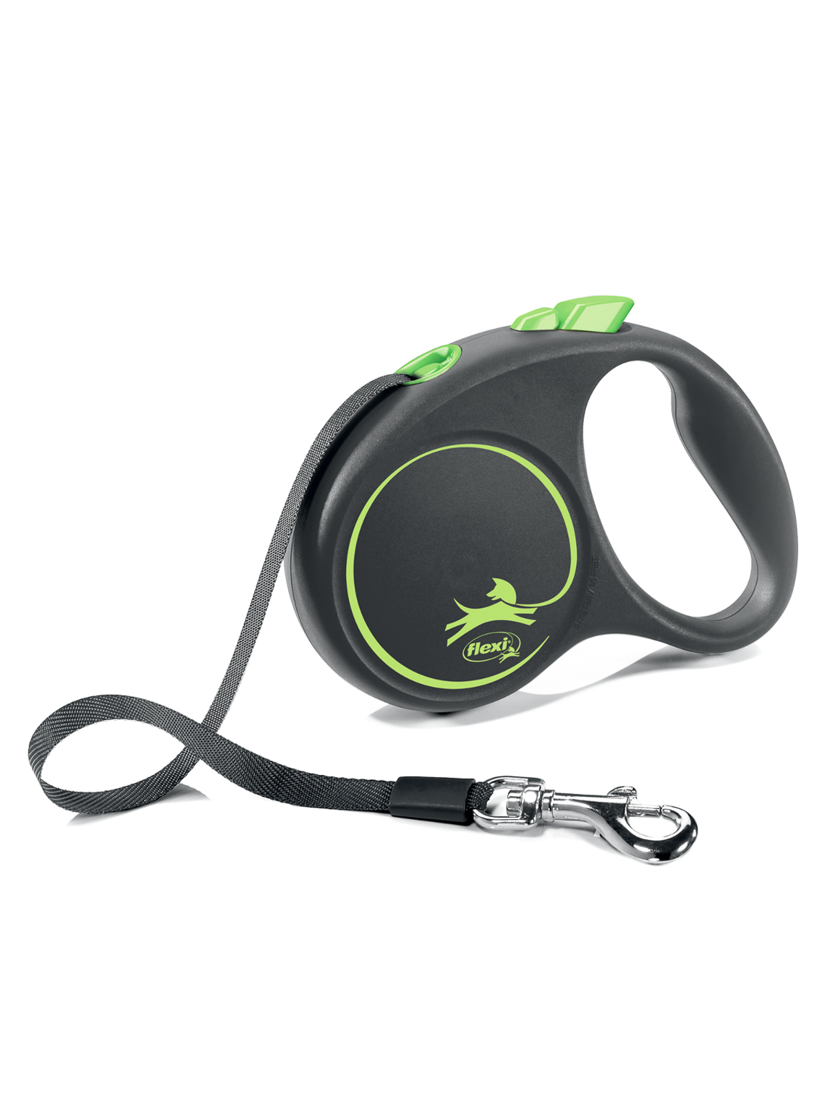 Flexi FLEXI BLACK DESIGN S 5 м до 15 кг рулетка черная зеленый дизайн ремень