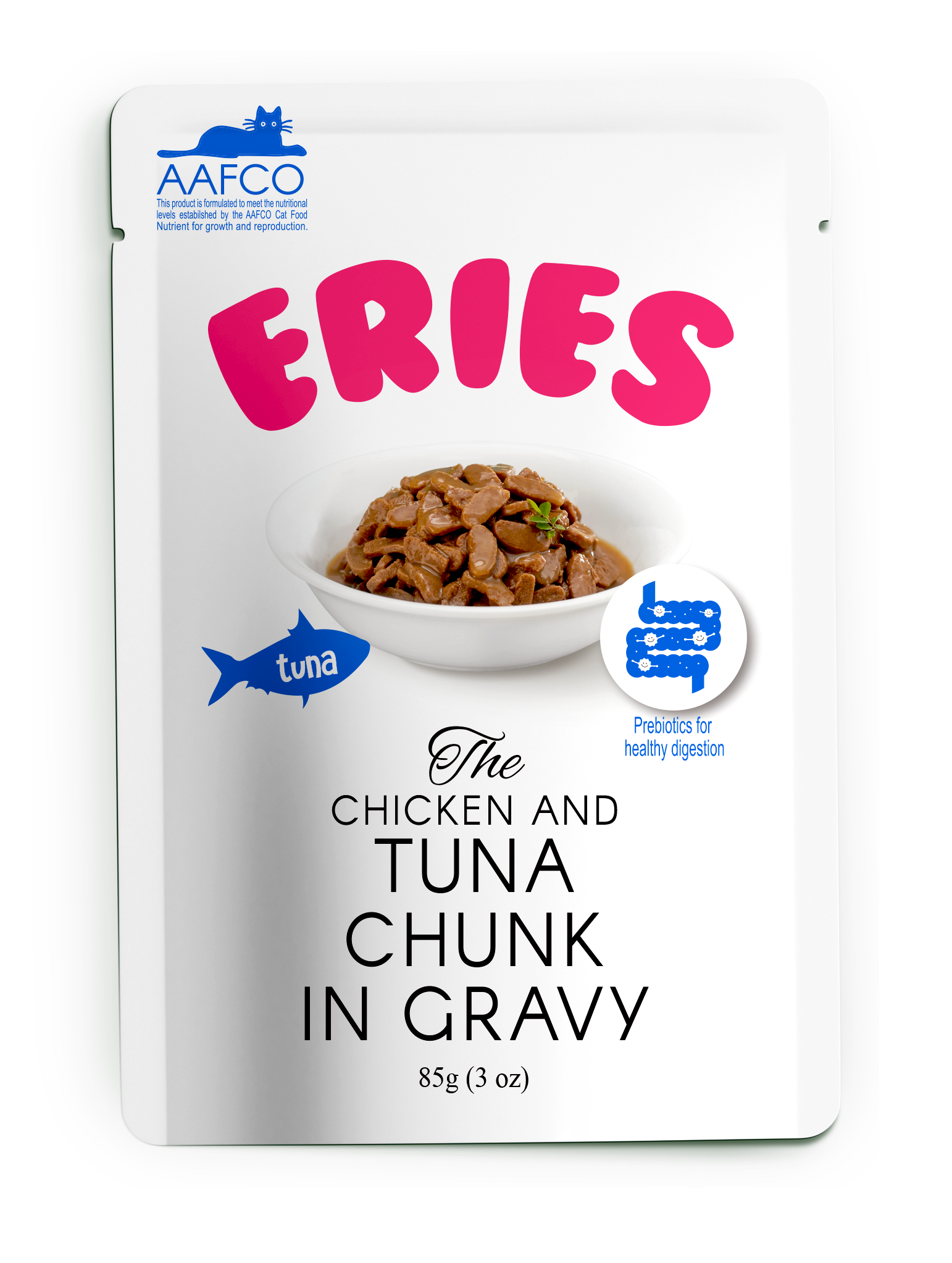 Петтрик Паучи Pettric ERIES - Тунец с курицей кусочки в соусе/Chicken and Tuna chunk in gravy, 85 гр