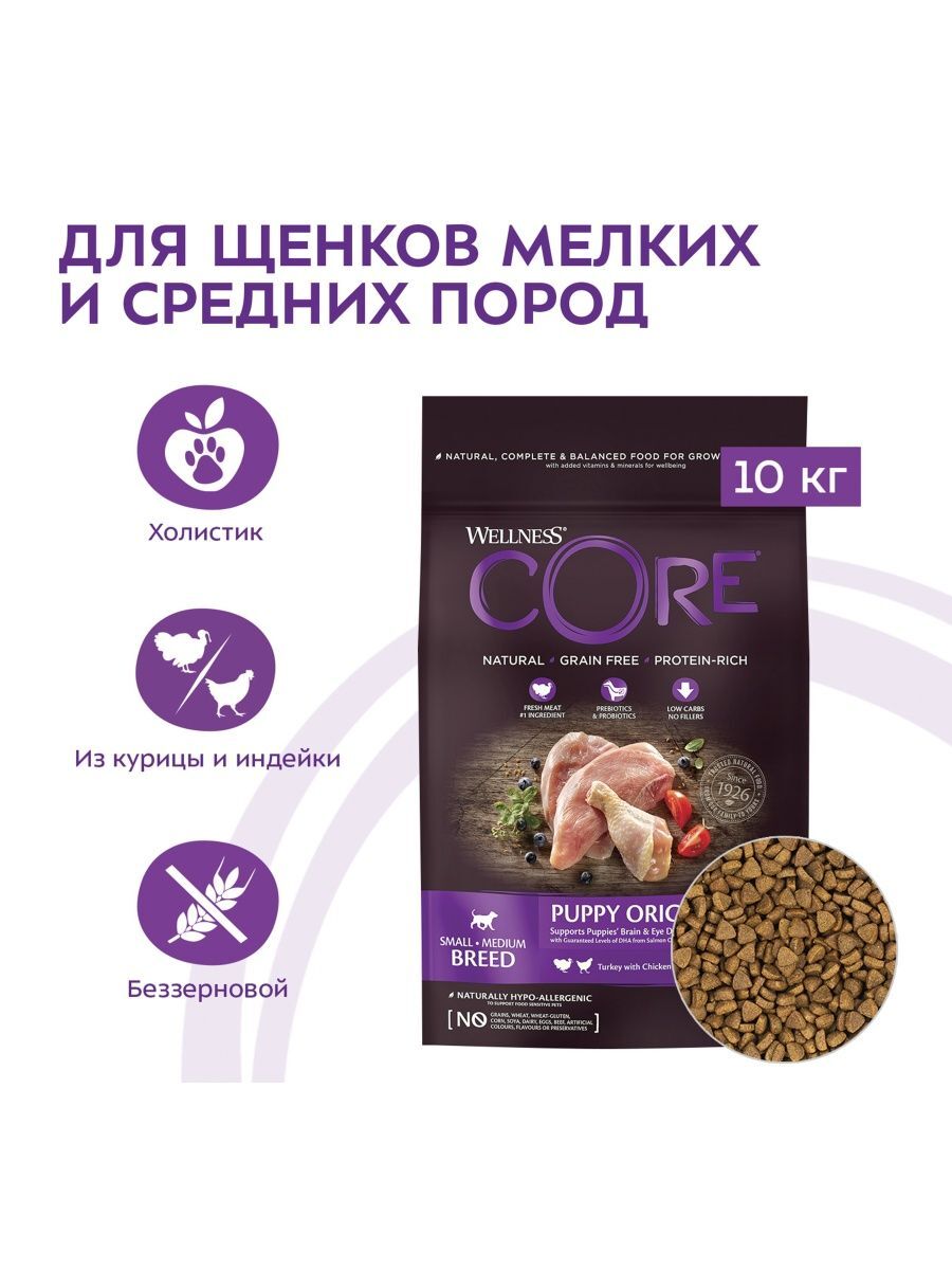 Wellness Core CORE Корм из индейки с курицей для щенков 10 кг