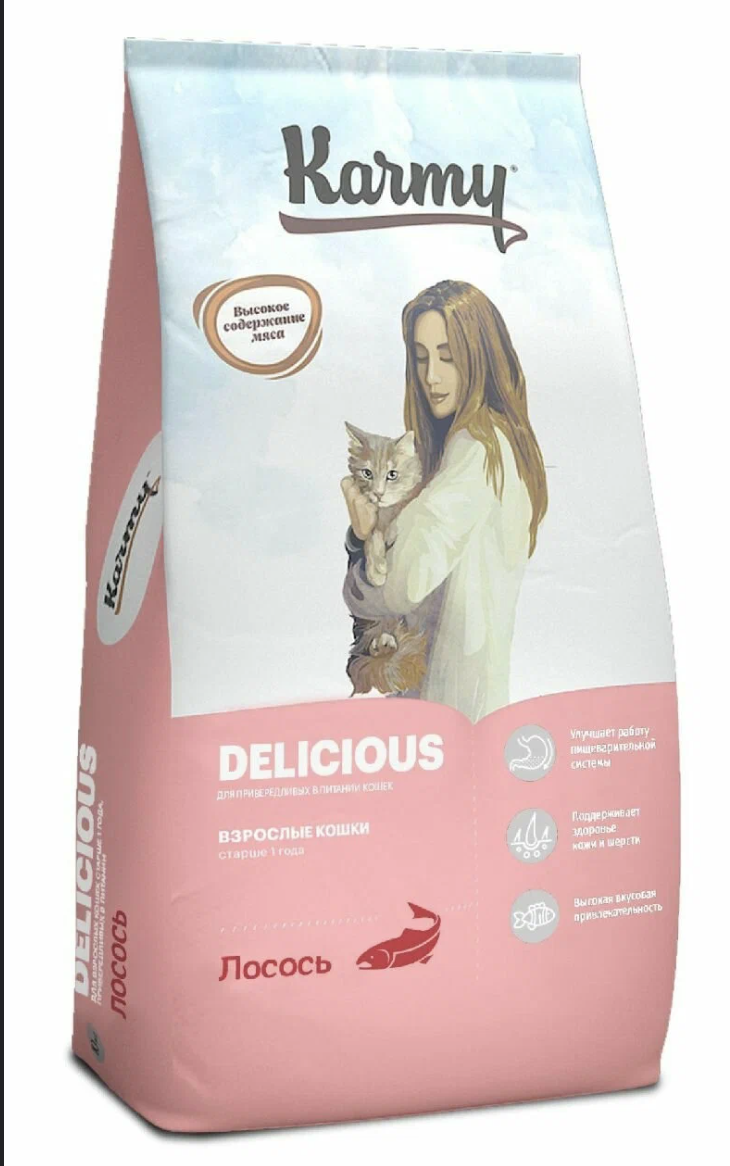 KARMY Сухой корм для привередливых кошек с лососем 10 кг