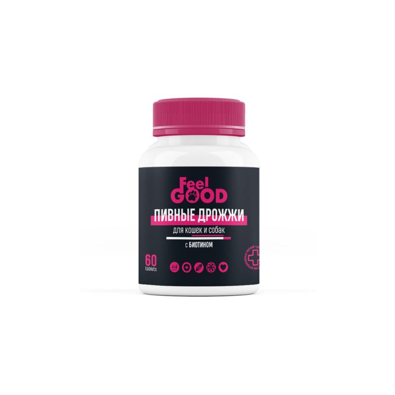Feel Good FeelGOOD Пивные дрожжи с биотином и чесноком для кошек и собак, 60 табл.