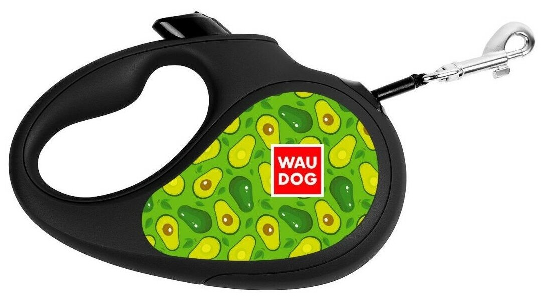 Поводок-рулетка для собак WAUDOG R-leash "Авокадо", светоотражающая лента (M, до 25кг, длина 5м)