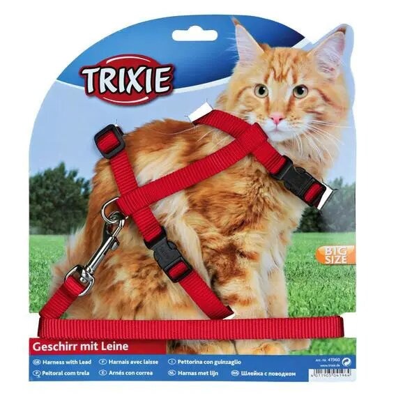 Trixie Шлейка с поводком для крупных кошек, 34см-57см-13 мм