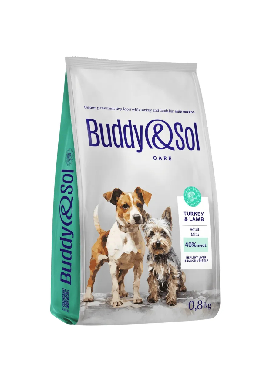 Buddy&Sol Care Сухой корм с индейкой и ягненком д/собак мелких пород 0,8кг
